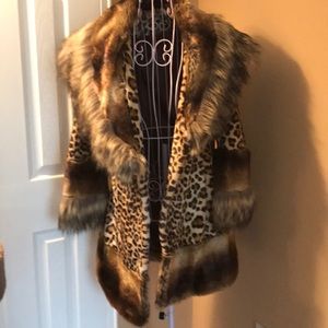 Faux fur leopard coat